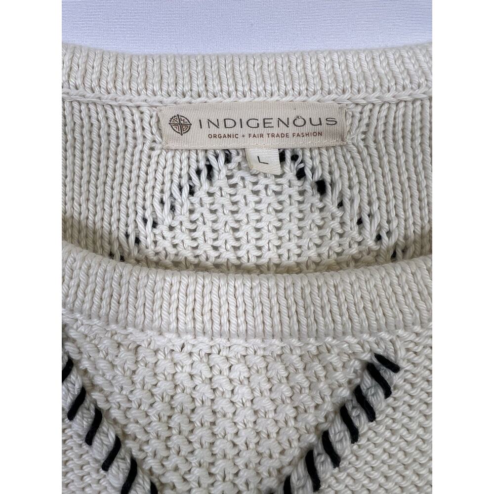 INDIGENOUS Peru Organic Cotton Cable Knit Pullover Sweater Ivory Women’s L - Picture 4 of 11